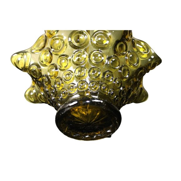 Vintage Avocado Green Art Glass Basket/Candy Dish with Ruffled Edge - Picture 4 of 5